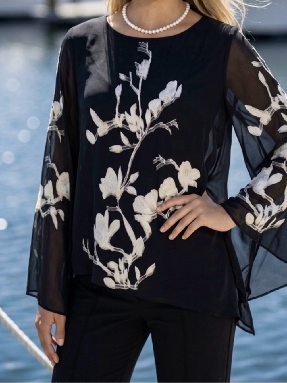 Elegant Asymmetrical Sheer Light Weight Long Sleeve Tunic